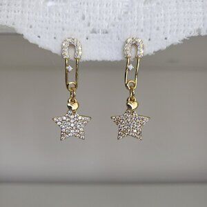 Beautiful Stars and Hearts Earrings with inland Pave zircons woman party wedding
